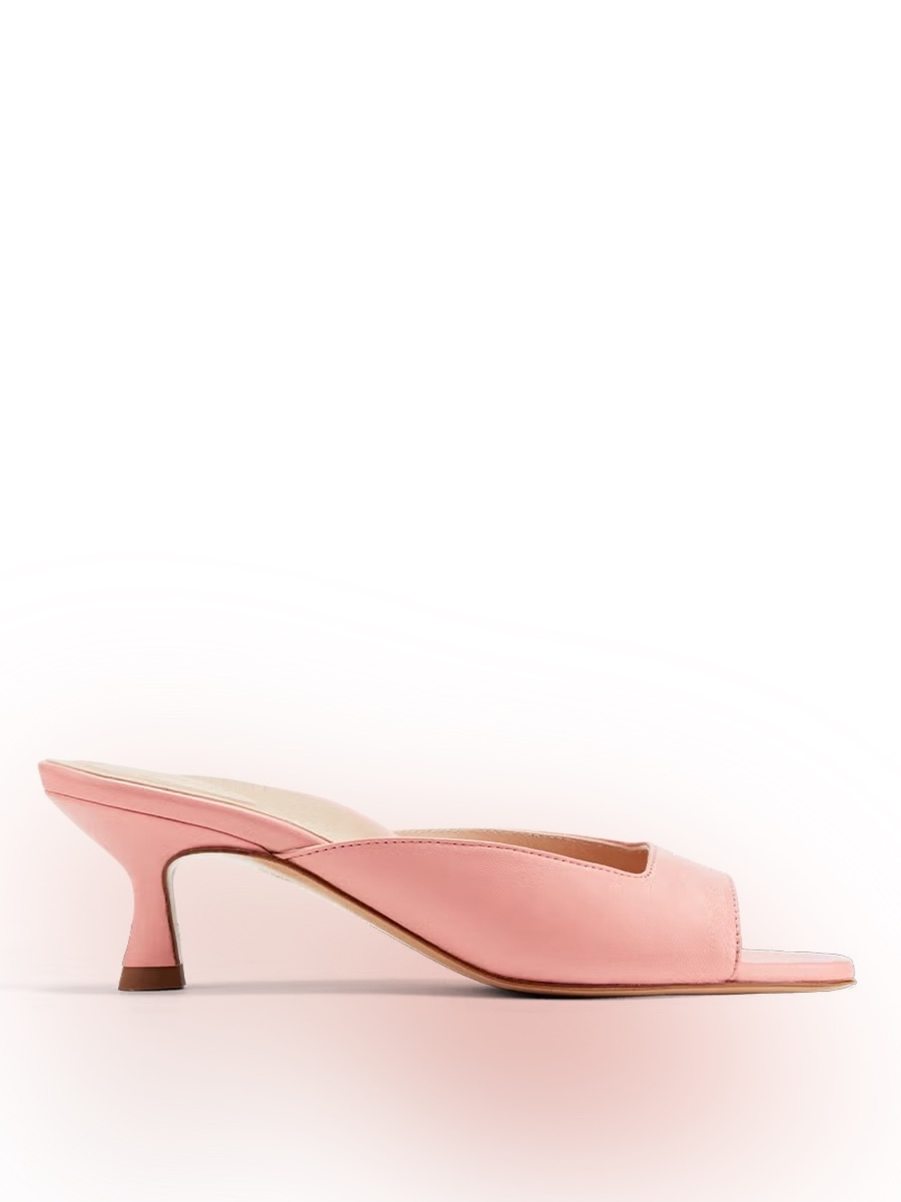 Inez Luna Rose Pink Square Toe Mules with kitten heels in size 8.5